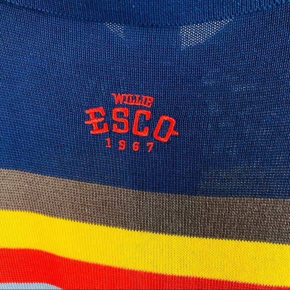 1980's Vintage Knit Striped Baggy Fit Polo Shirt NWOT by Willie Esco Size L - Picture 7 of 9